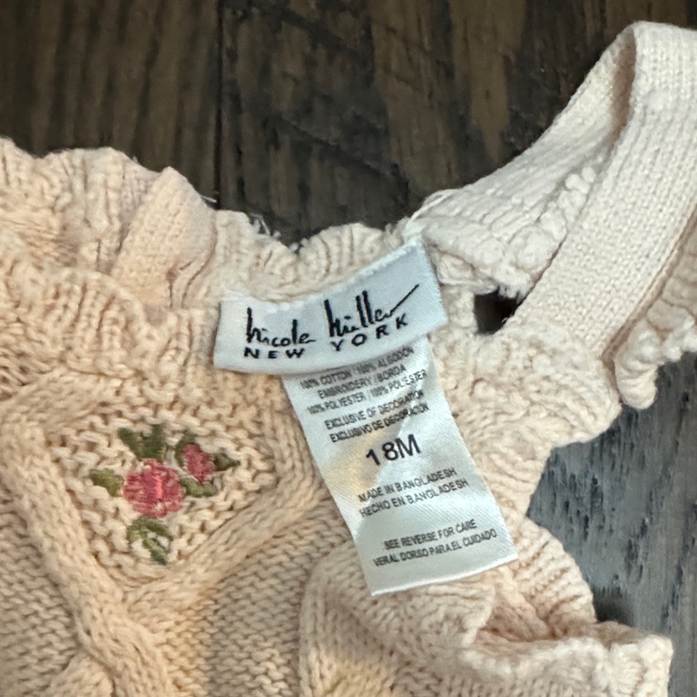 Pink Floral Knit Baby One-Piece Bodysuit - Picture 2 of 7
